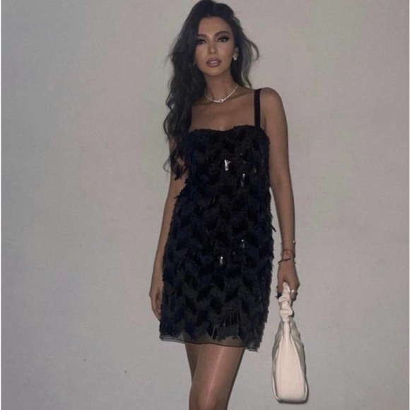 Zara Sequin Strap Mini dress Small Black New with tag - Picture 6 of 12